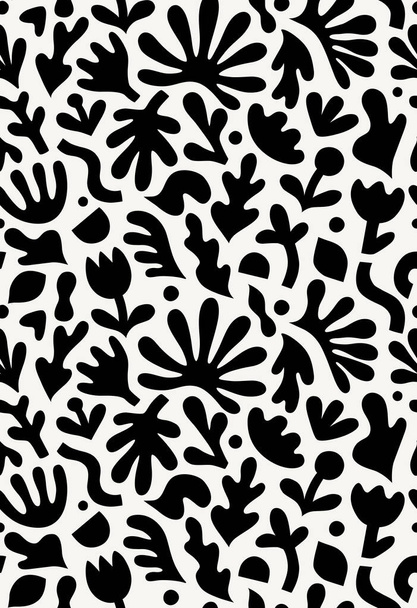 Patrón sin costura vectorial con formas florales abstractas dibujadas a mano
. - Vector, imagen