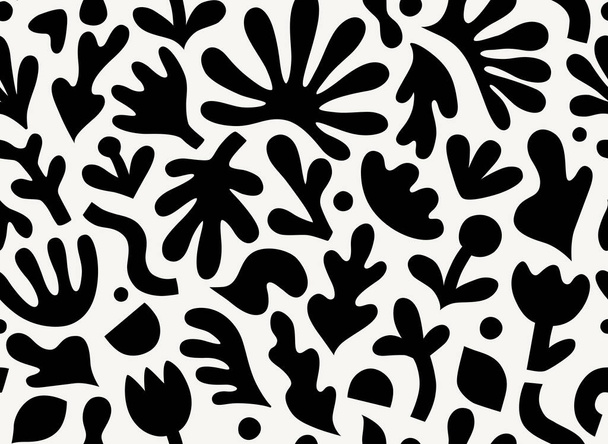 Vector seamless pattern with hand drawn abstract floral shapes. - Вектор,изображение