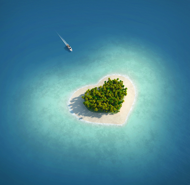 Paradise Island in the form of heart - Photo, Image