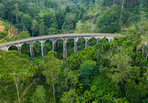 Widok z lotu ptaka na Most Dziewięciu Łuków na Sri Lance - Zdjęcie, obraz