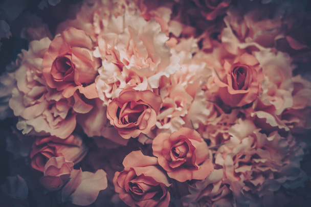 Beautiful Artificial Flowers Background, Vintage style; - Photo, image