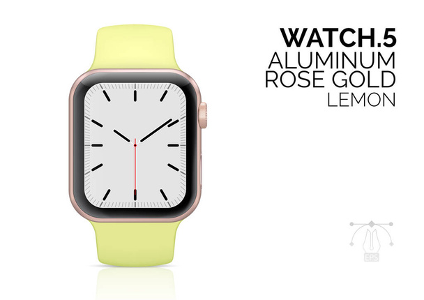 Relógio inteligente com pulseira de cor limão ilustração vetorial realista - Vetor, Imagem