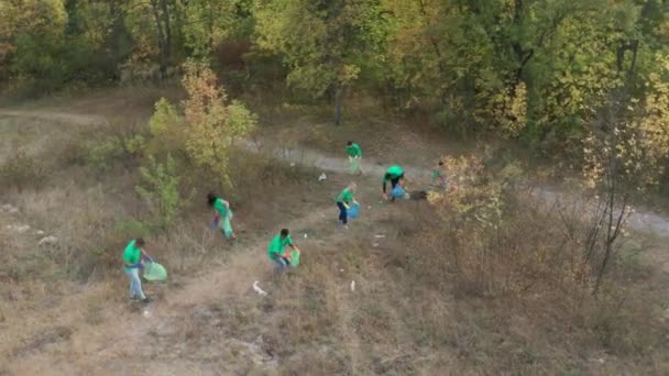 Zdjęcia dronów różnych aktywistów zbierających śmieci - Materiał filmowy, wideo
