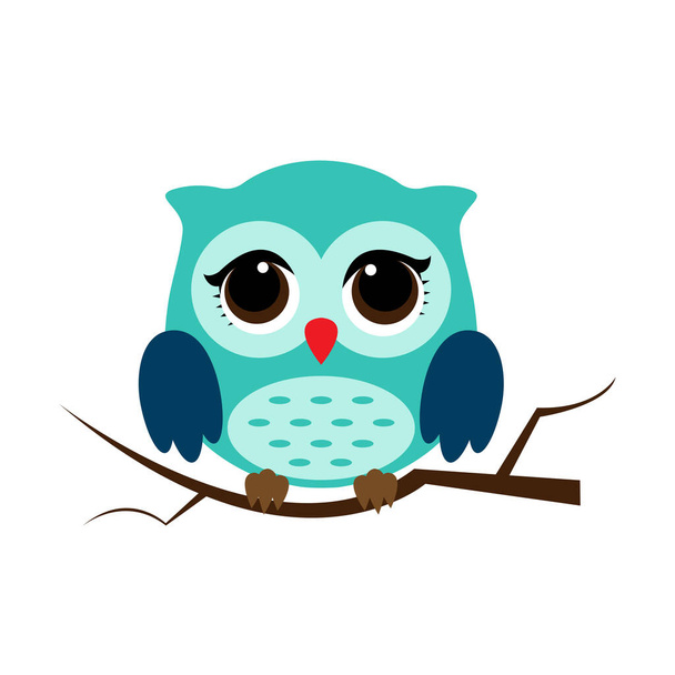 Owl night bird with big eyes. Colorful illustration - Vector, Image