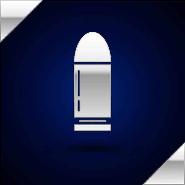 Gümüş Kurşun ikonu koyu mavi arkaplanda izole edilmiş. Vektör İllüstrasyonu - Vektör, Görsel
