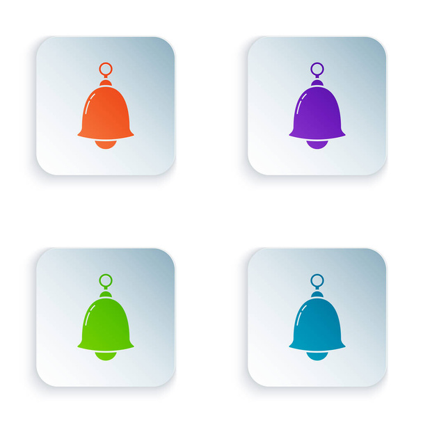 Color Ringing bell icon isolated on white background. Alarm symbol, service bell, handbell sign, notification symbol. Set icons in colorful square buttons. Vector Illustration - Vector, Image