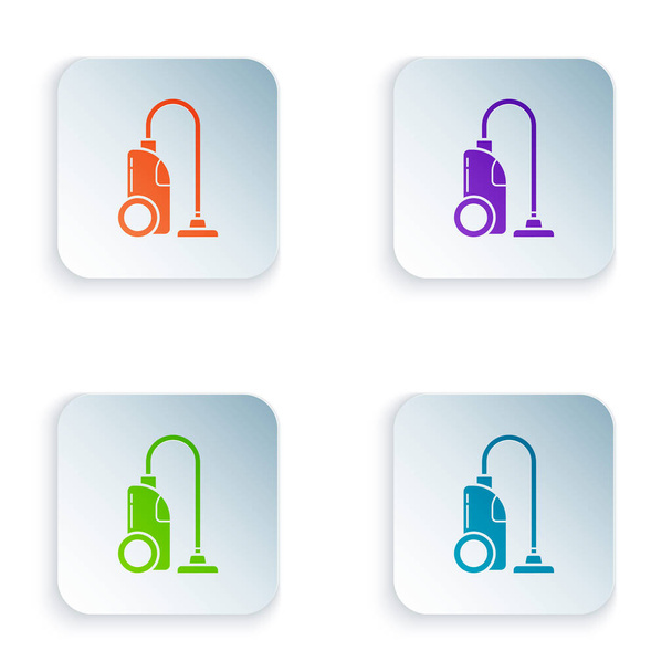 Colore Icona aspirapolvere isolato su sfondo bianco. Set icone in colorati pulsanti quadrati. Illustrazione vettoriale
 - Vettoriali, immagini