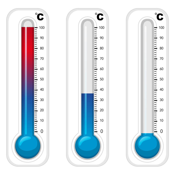 Θερμόμετρα σε 3 βαθμούς Κελσίου - Διάνυσμα, εικόνα