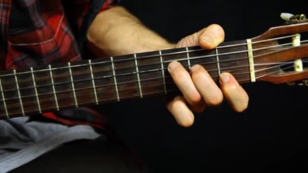 Guitarists left hand playing chords.  - Footage, Video