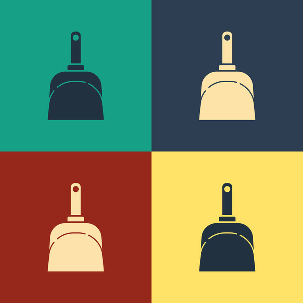 Color Dustpan icon isolated on color background. Cleaning scoop services. Vintage style drawing. Vector Illustration - Vector, Image