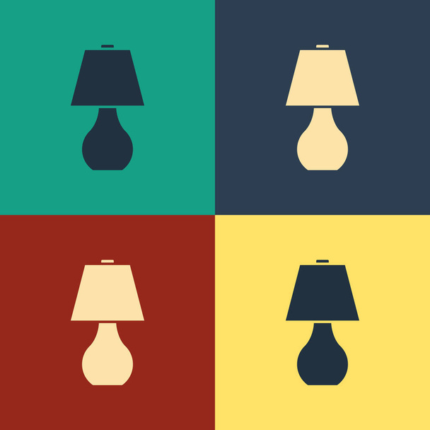 Kolor Lampa stołowa ikona izolowane na tle koloru. Rysowanie w stylu vintage. Ilustracja wektora - Wektor, obraz