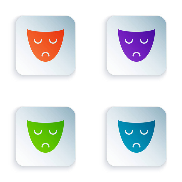 Color Drama theatrical mask icon isolated on white background. Set icons in colorful square buttons. Vector Illustration - Vector, Image