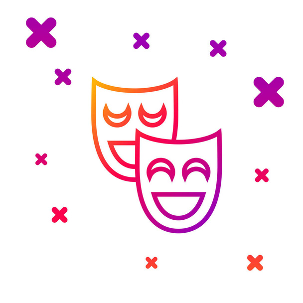 Color line Comedy theatrical masks icon isolated on white background. Gradient random dynamic shapes. Vector Illustration - Vector, Image