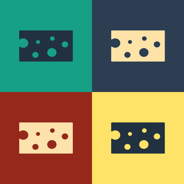 Χρώμα εικονίδιο τυρί απομονώνονται στο φόντο χρώμα. Vintage σχέδιο στυλ. Εικονογράφηση διανύσματος - Διάνυσμα, εικόνα