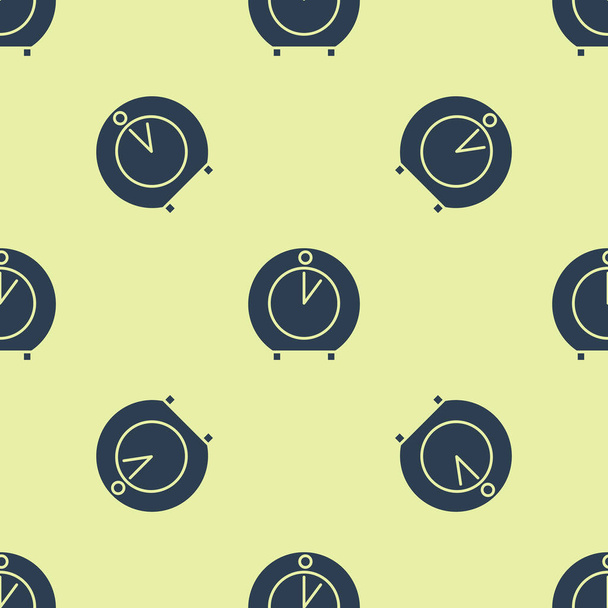 blaues Küchenzeitsymbol isoliert nahtloses Muster auf gelbem Hintergrund. Kochutensilien. Vektorillustration - Vektor, Bild