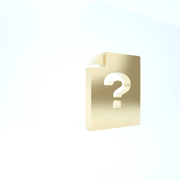 Золото Невідомий значок документа ізольовано на білому тлі. Файл з міткою питання. Тримайте звіт, службу та глобальний пошук. 3D ілюстрація 3D рендеринга
 - Фото, зображення
