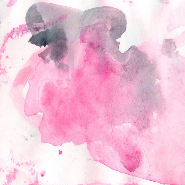 Watercolor illustration. Texture. Watercolor transparent stain. Blur, spray. Pink color. - Photo, Image