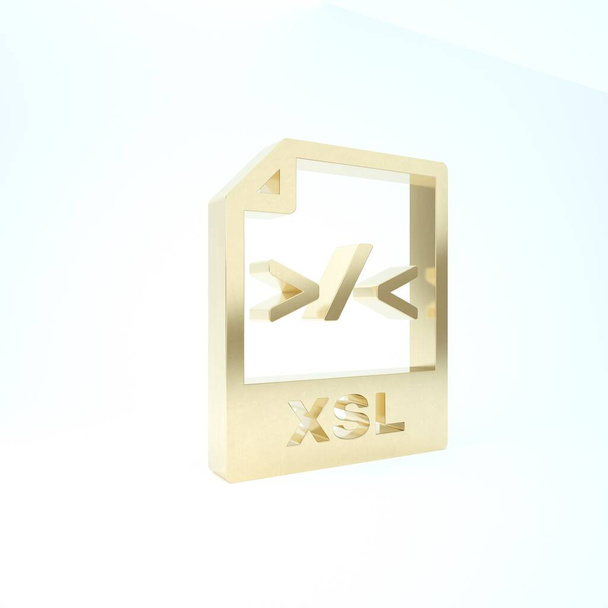 Document de fichier Gold XSL. Télécharger icône de bouton xsl isolé sur fond blanc. Symbole de fichier Excel. Illustration 3D rendu 3D
 - Photo, image