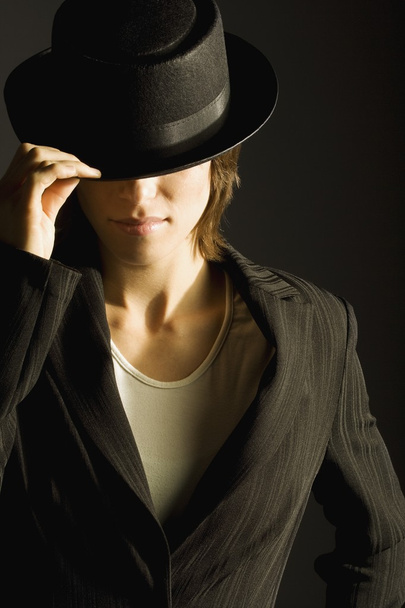 Woman In Suit And Hat - Foto, Imagem