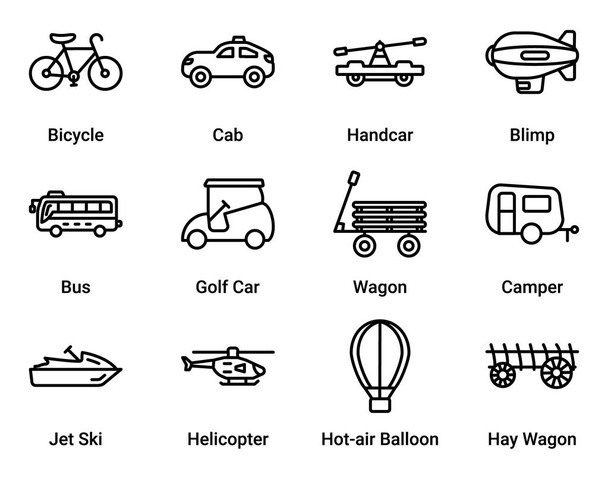 Un conjunto simple de Transporte y Viaje Vector Sign & Symbol in Line Style iconos. fácil de editar
 - Vector, Imagen