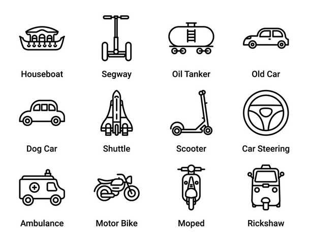 Un conjunto simple de Transporte y Viaje Vector Sign & Symbol in Line Style iconos. fácil de editar
 - Vector, imagen