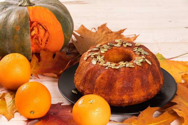 Pound Pumpkin cake Poured With Orange Syrup - Photo, Image