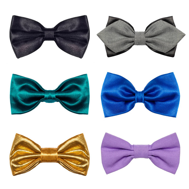 A set of colorful Bow Tie 6 pieces isolated on a white background - 写真・画像