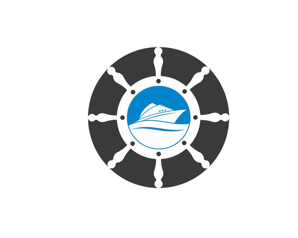 ikona logo wektora statku sterującego żeglugi morskiej - Wektor, obraz