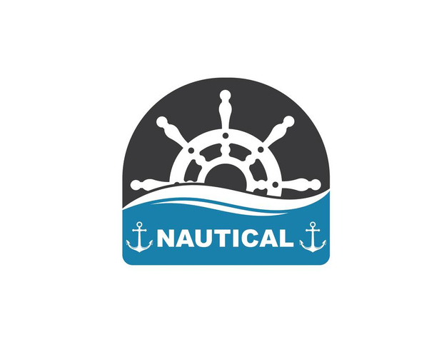 steering ship vector logo icon of nautical maritime - Vector, Image
