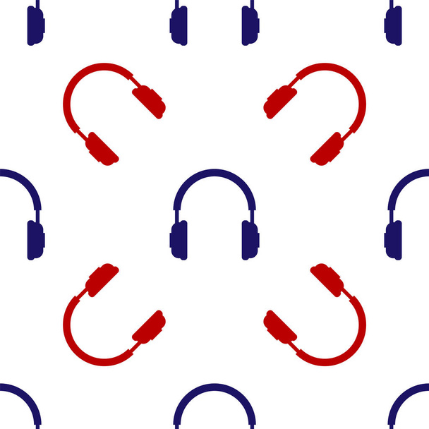 Сині та червоні навушники ізольовані безшовним візерунком на білому тлі. Знак навушників. Концептуальний об'єкт для прослуховування музики, сервісу, зв'язку та оператора. Векторна ілюстрація
 - Вектор, зображення