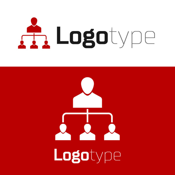 Красная рекламная икона на белом фоне. Сетевой маркетинг, деловое партнерство, стратегия реферальной программы. Элемент шаблона логотипа. Векторная миграция
 - Вектор,изображение