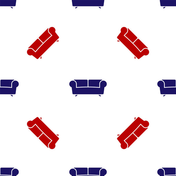 Sofá azul y rojo icono aislado patrón sin costuras sobre fondo blanco. Ilustración vectorial
 - Vector, Imagen