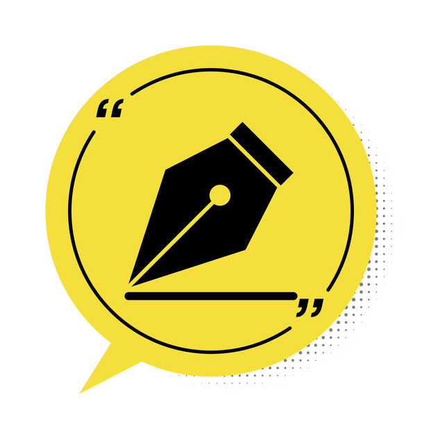 Ікона чорного фундаменту, ізольована на білому тлі. Знак інструмент ручної роботи. Жовтий символ бульбашки мови. Векторний приклад - Вектор, зображення