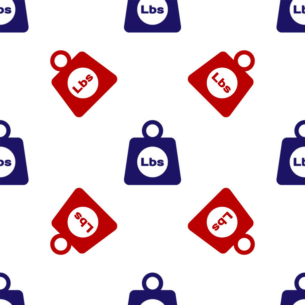 Blue and red Weight pounds icon isolated seamless pattern on white background. Pounds weight block for weight lifting and scale. Mass symbol. Vector Illustration - Vector, Image