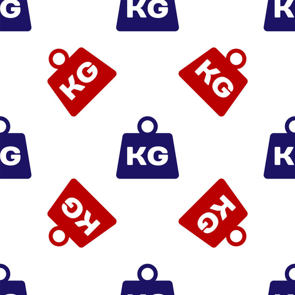 Blue and red Weight icon isolated seamless pattern on white background. Kilogram weight block for weight lifting and scale. Mass symbol. Vector Illustration - ベクター画像