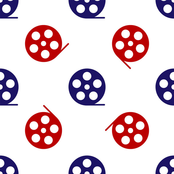 Blue and red Film reel icon isolated seamless pattern on white background. Vector Illustration - ベクター画像