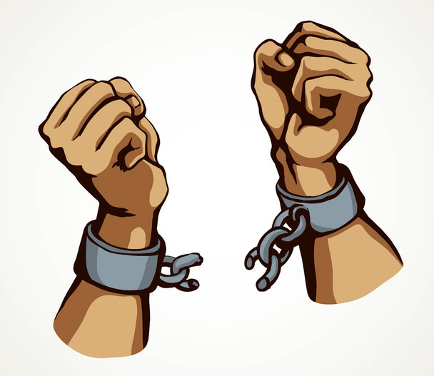 Hands tearing shackles. Vector drawing - Vector, Image