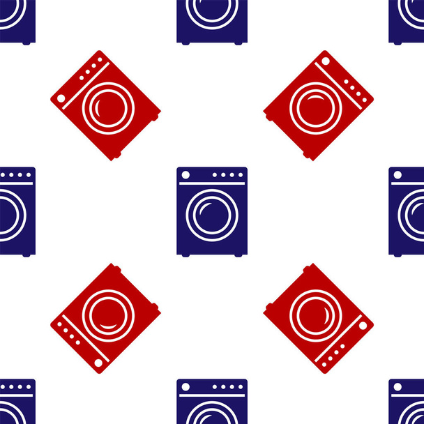 Azul y rojo Arandela icono aislado patrón sin costuras sobre fondo blanco. Icono de lavadora. Lavadora de ropa - lavadora. Símbolo de electrodomésticos. Ilustración vectorial
 - Vector, Imagen