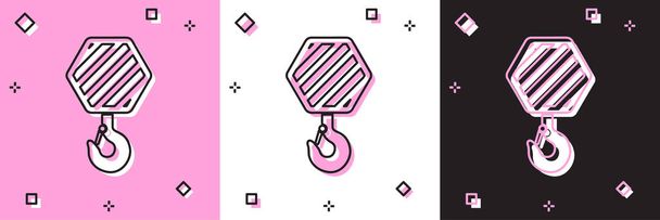 Set Industrial hook icon isolated on pink and white, black background. Crane hook icon. Vector Illustration - Vector, Image