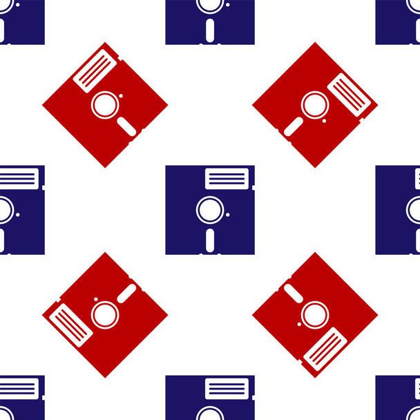 Blauwe en rode Floppy disk in het 5.25-inch icoon geïsoleerd naadloos patroon op witte achtergrond. Floppy disk voor computer data opslag. Diskette teken. Vector Illustratie - Vector, afbeelding