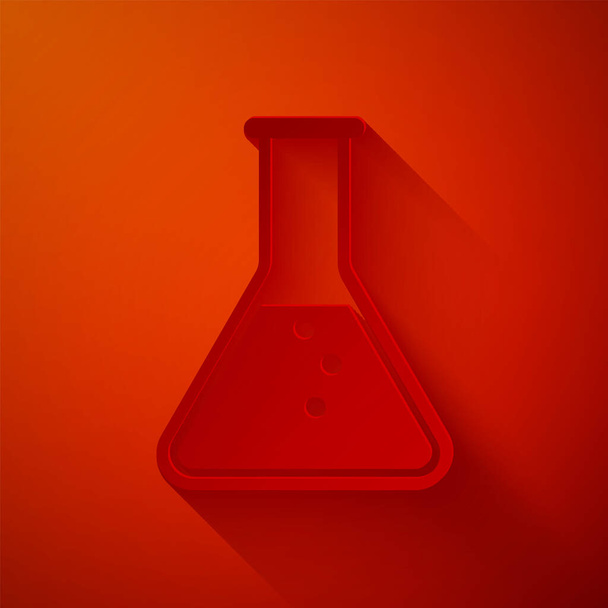 Taglio della carta provetta e matraccio - icona di prova chimica di laboratorio isolata su fondo rosso. Stile cartaceo. Illustrazione vettoriale
 - Vettoriali, immagini