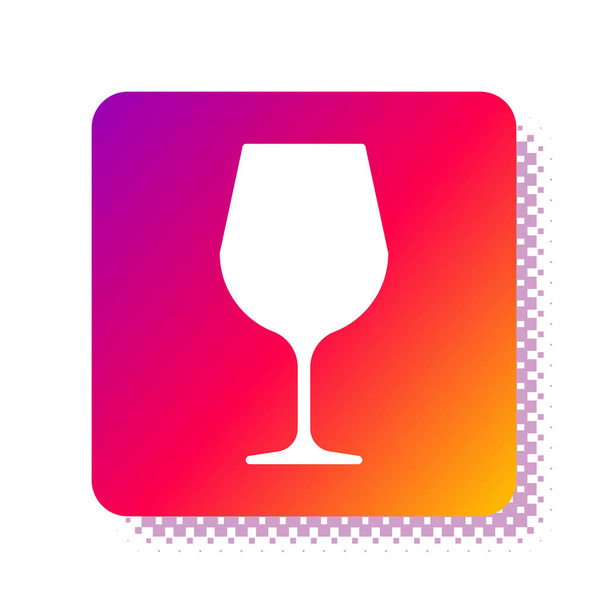 Λευκό ποτήρι κρασί εικονίδιο απομονώνονται σε λευκό φόντο. Πινακίδα από γυαλί. Τετράγωνο κουμπί χρώματος. Εικονογράφηση διανύσματος - Διάνυσμα, εικόνα