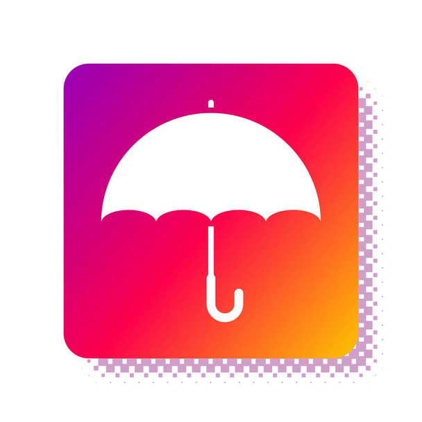 Bílý deštník ikona izolované na bílém pozadí. Tlačítko čtvercové barvy. Vektorová ilustrace - Vektor, obrázek