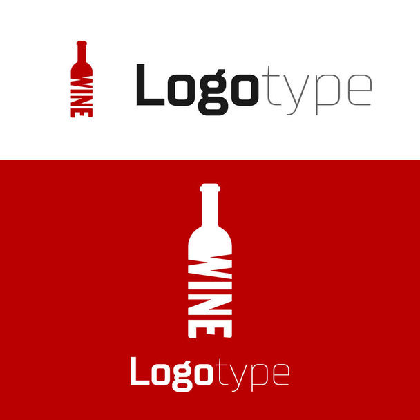 白を基調とした赤ワインのアイコンのボトル。ワインのボトルを手紙。ロゴデザインテンプレート要素。ベクターイラスト - ベクター画像