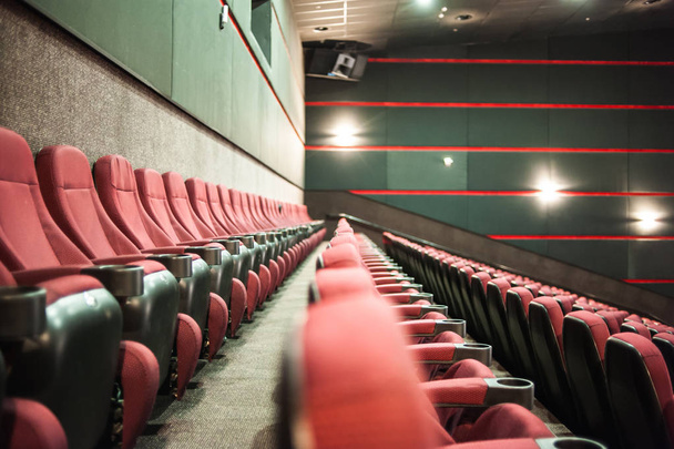 The cinema house. Inside. Mock up. cinema theatre before morning presentation - Photo, Image