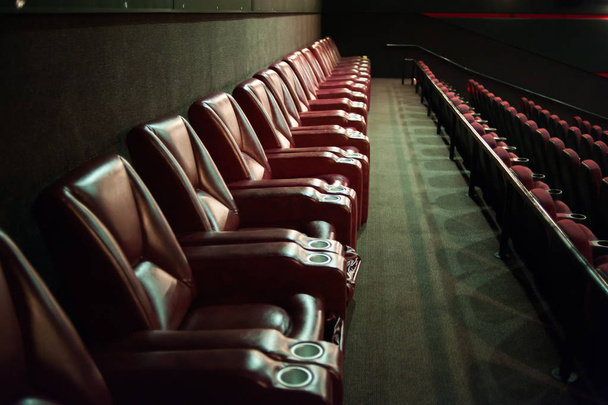 The cinema house. Inside. Mock up. cinema theatre before morning presentation - Foto, Bild