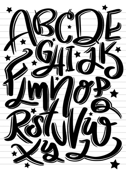 Hand drawn typeface set . Brush painted characters: Vector logo  - Vector, Image