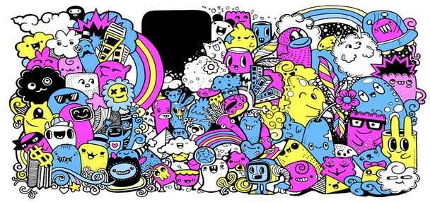 Zeichentrickmonstersammlung. Vektor-Set von Cartoon-Monstern grou - Vektor, Bild