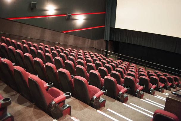 The cinema house. Inside. Mock up. cinema theatre before morning presentation - Photo, Image