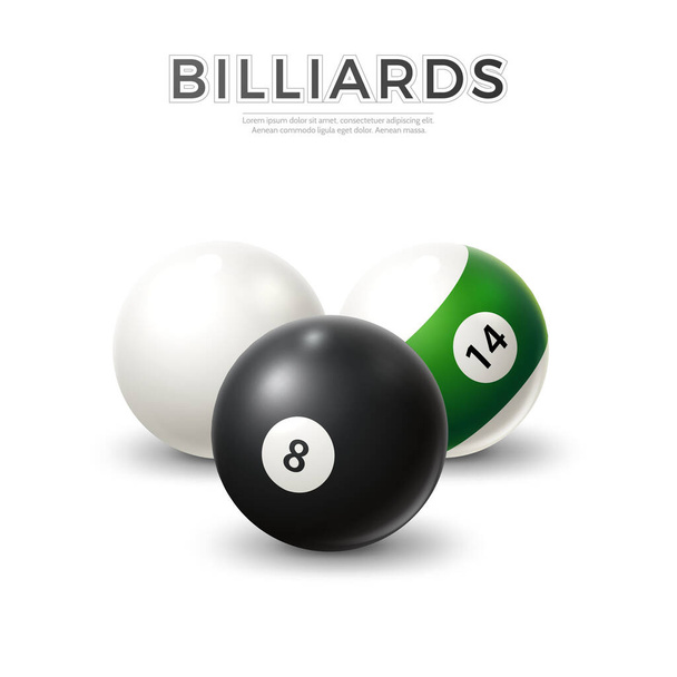 Vector realistic billiard snooker pool balls set - Vettoriali, immagini